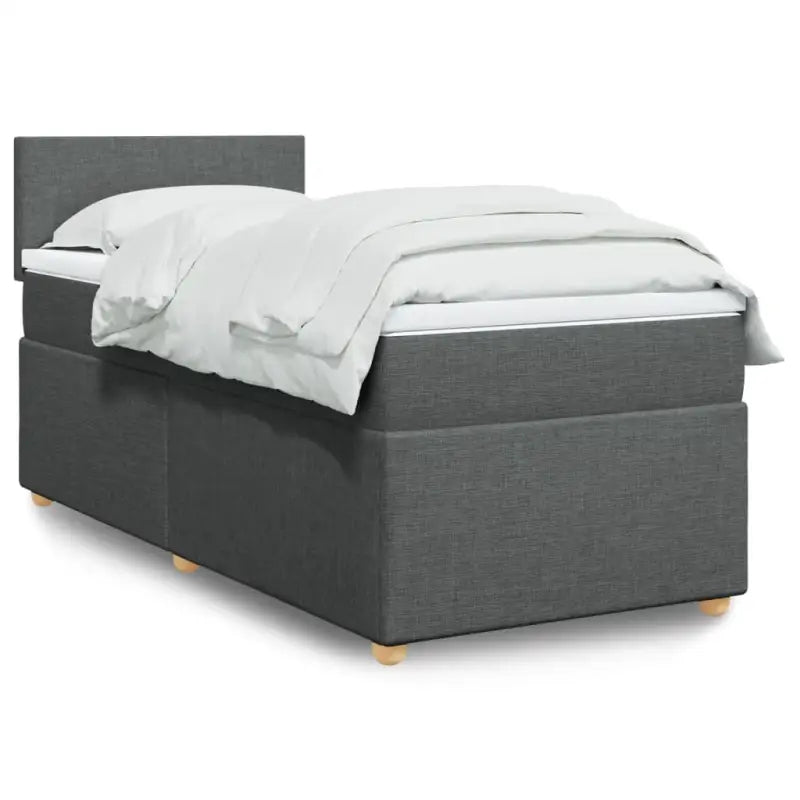 Donkergrijs boxspringbed met ademend vermogen en duurzaam polyester materiaal - Donkergrijs / enkele maat / Effen