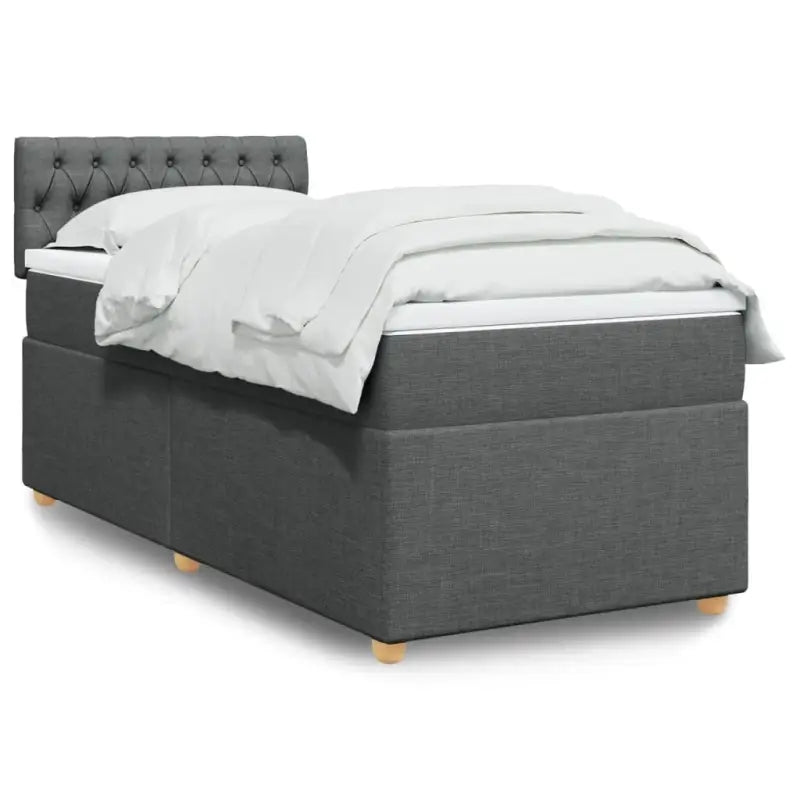 Donkergrijs boxspringbed met ademend vermogen en duurzaam polyester materiaal - Bedden & bedframes