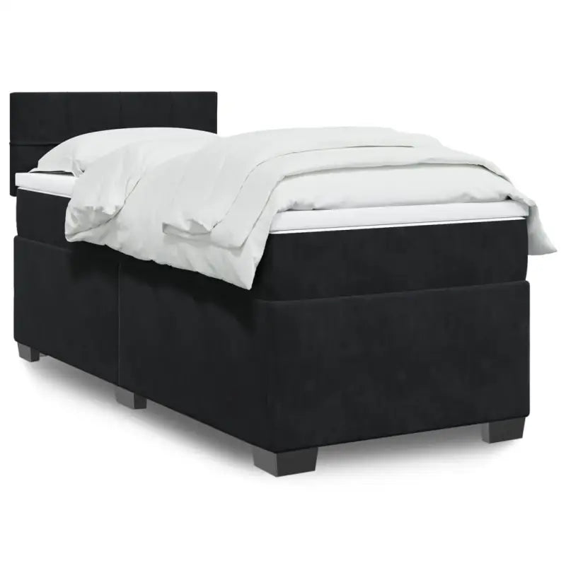 Donkergrijs boxspringbed met zacht fluweel en comfortabel vulling - Donkergrijs / enkele maat / knoppwn - Bedden &