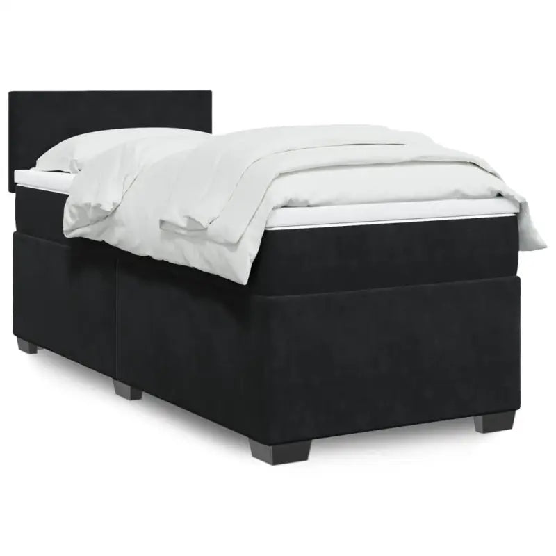 Donkergrijs boxspringbed met zacht fluweel en comfortabel vulling - Donkergrijs / enkele maat / Effen ontwerp - Bedden