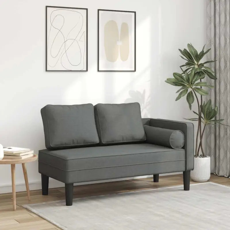 Donkergrijze chaise longue met comfortabel kussen voor ontspanning - Chaises longues