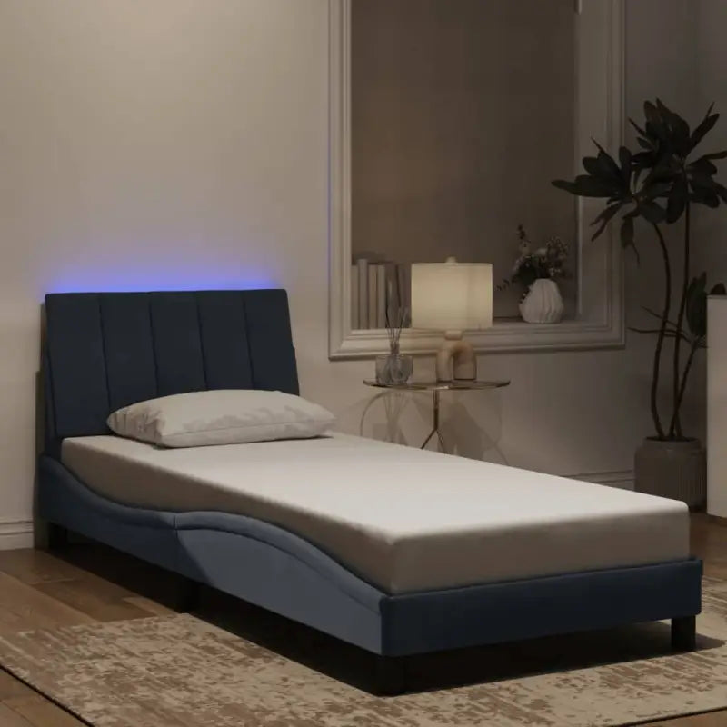 Donkergroen bedframe met LED-verlichting en multiplex lattenbodem - Donkergrijs / 90 x 190 cm - Bedden & bedframes