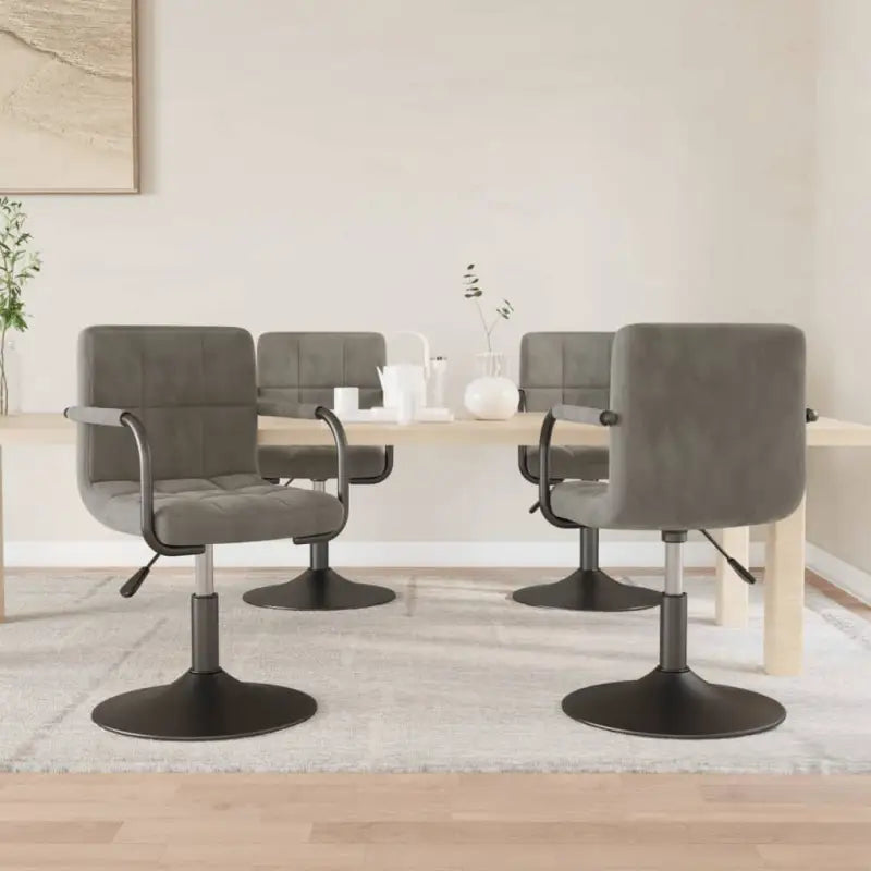 Draaibare Eetkamerstoelen met Fluweel en Stalen Frame - Lichtgrijs / 4 - Eetkamerstoelen
