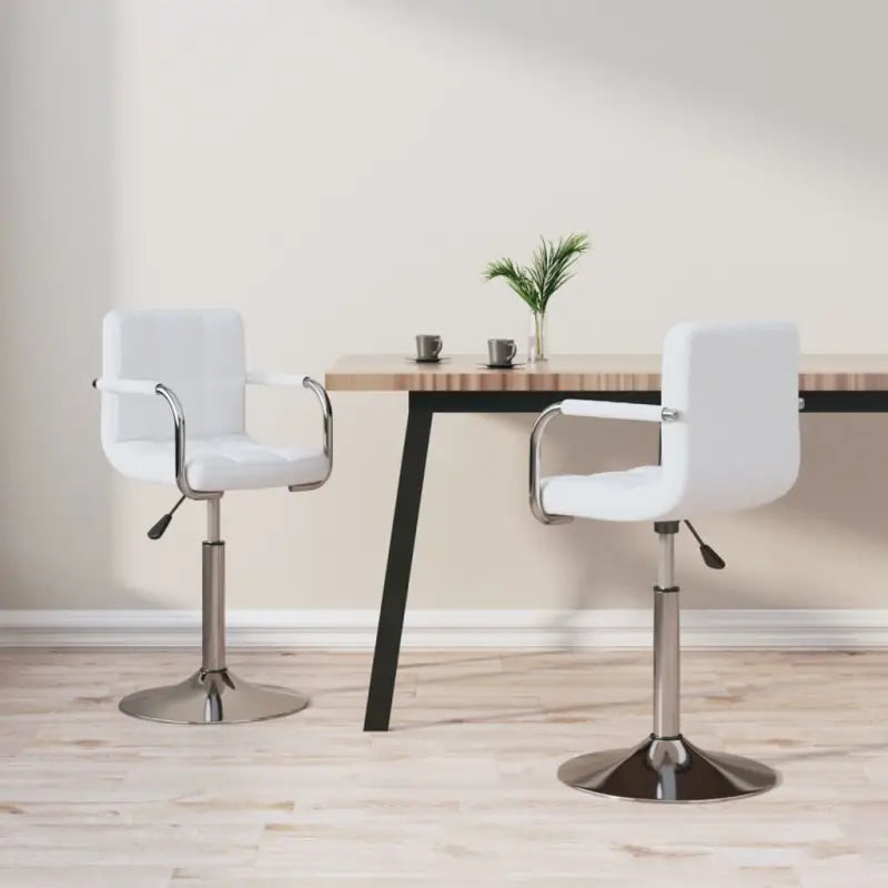 Draaibare Eetkamerstoelen met Modern Ontwerp en Kunstlederen Bekleding - Wit / 2 - Eetkamerstoelen