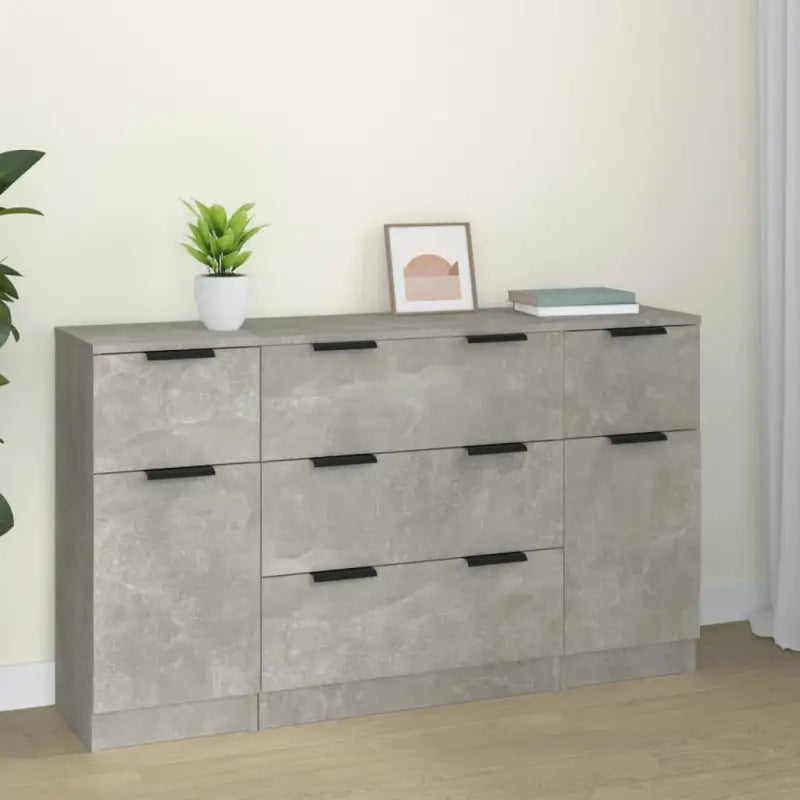 Dressoir in grijs Sonoma van bewerkt hout gemakkelijk schoon te maken - Betongrijs / 3 - Dressoirs & buffetkasten