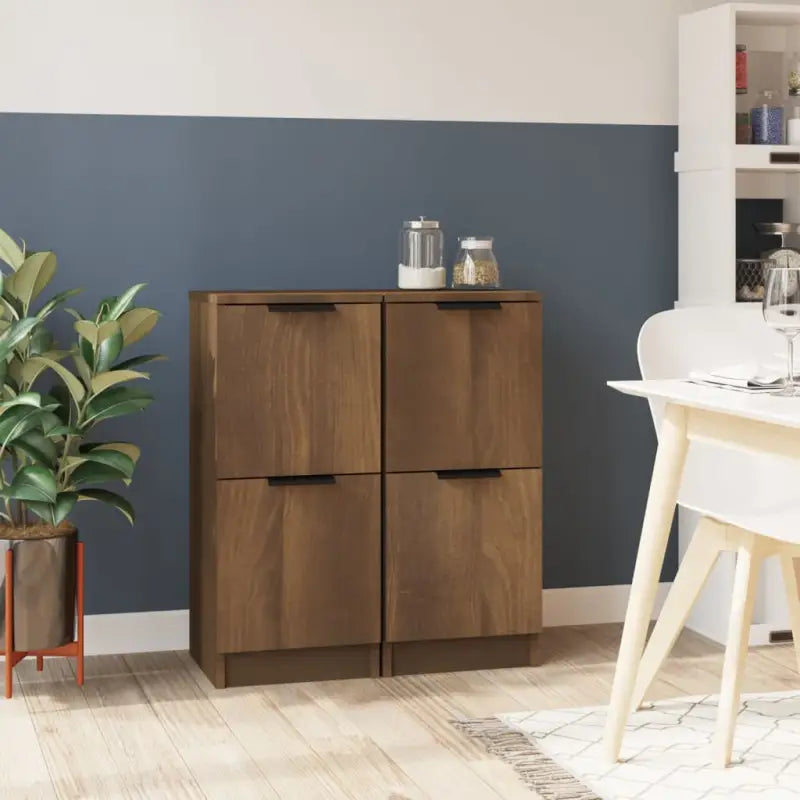 Dressoir met bewerkt hout voor een minimalistische uitstraling - bruin eikenkleur / 2 - Dressoirs & buffetkasten