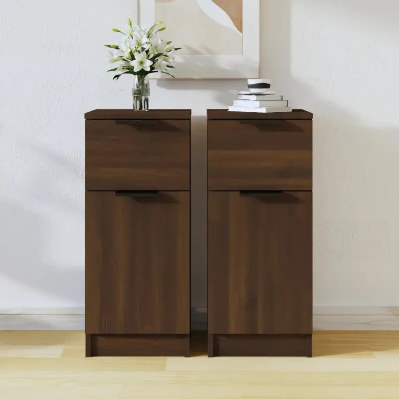 Dressoir met bewerkt hout voor minimalistische charme - bruin eikenkleur / 2 - Dressoirs & buffetkasten