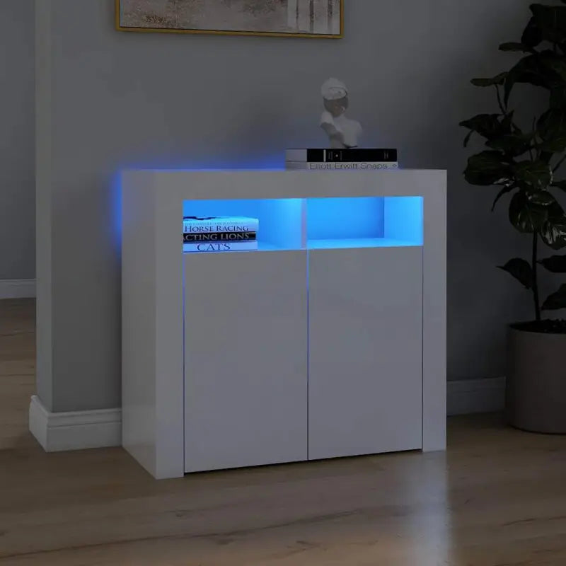 Dressoir met rgb led-verlichting en duurzaam bewerkt hout - Hoogglans wit / 80 x 35 x 75 cm / 1 - Dressoirs &