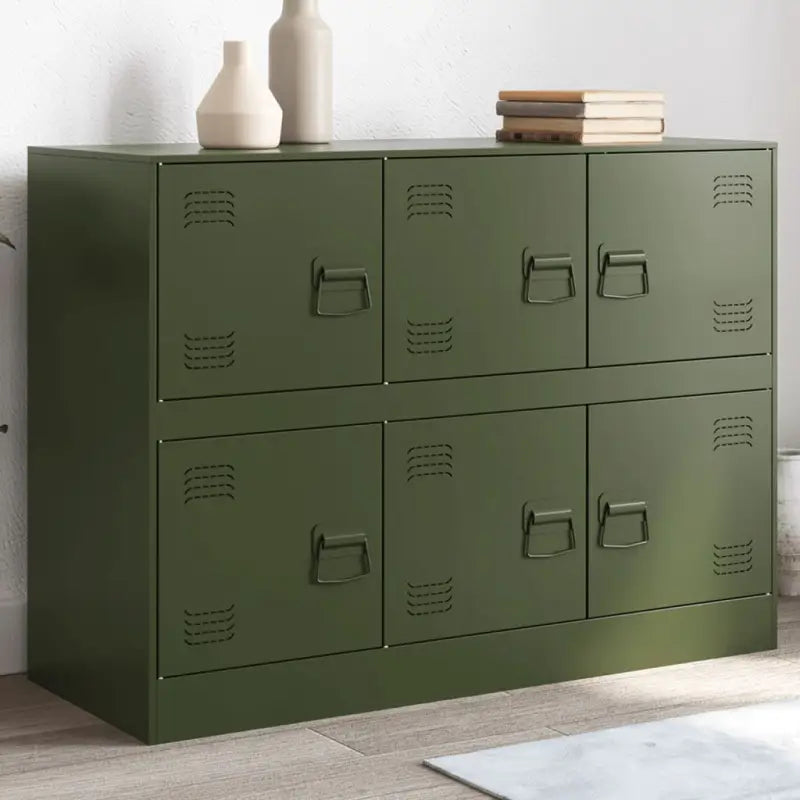 Dressoir met stabiel frame van koudgewalst staal en trendy design - Olijfgroen / 1 - Dressoirs & buffetkasten