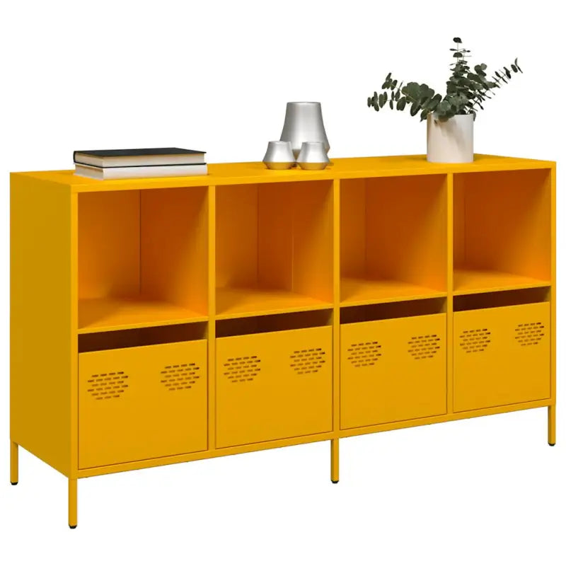 Dressoir met stevig tafelblad van koudgewalst staal - Mosterdgeel / 1 / 135 cm - Dressoirs & buffetkasten