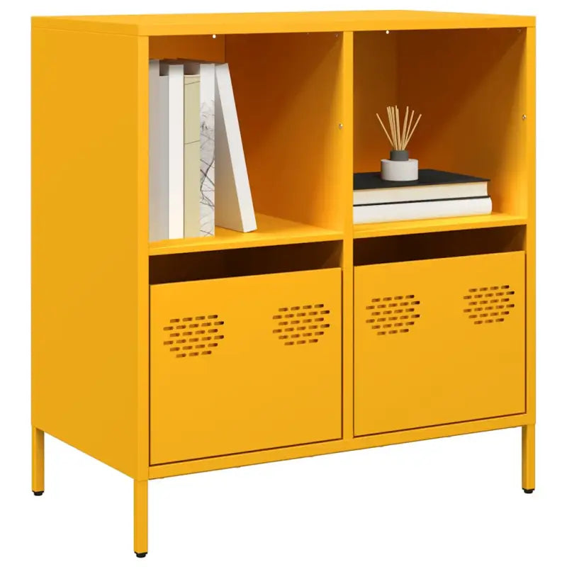 Dressoir met stevig tafelblad van koudgewalst staal - Mosterdgeel / 1 / 68 cm - Dressoirs & buffetkasten