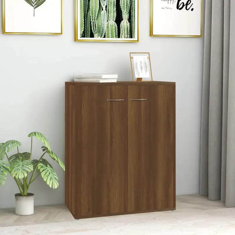 Dressoir van bewerkt hout met minimalistisch ontwerp en opbergruimte - bruin eikenkleur / 1 - Dressoirs & buffetkasten