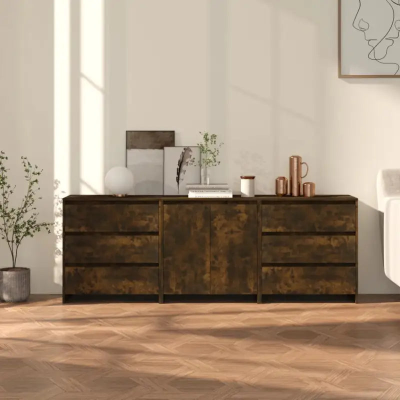 Dressoirs en buffetkasten met bewerkt hout en stevig tafelblad - Gerookt eiken / 3 - Dressoirs & buffetkasten