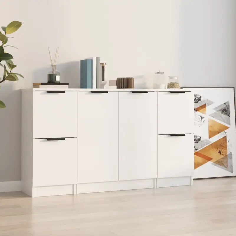 Dressoirs van bewerkt hout gemakkelijk schoon en minimalistisch ontwerp - Hoogglans wit / 3 - Dressoirs & buffetkasten