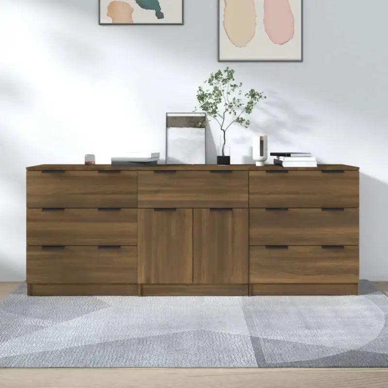Dressoirs van bewerkt hout gemakkelijk schoon en minimalistisch design - bruin eikenkleur / 3 - Dressoirs & buffetkasten