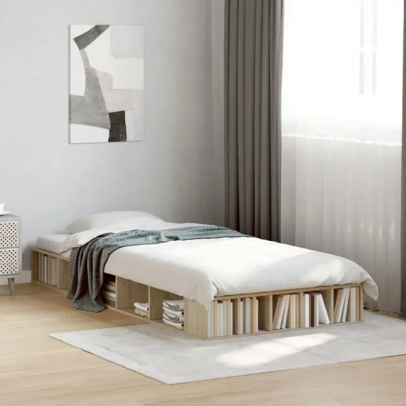 Duurzaam bedframe van bewerkt hout voor een comfortabele slaapkamer - Sonoma eiken / 100 x 200 cm - Bedden & bedframes