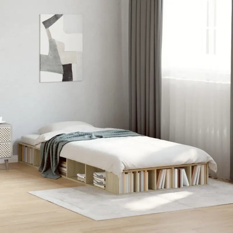Duurzaam bedframe van bewerkt hout voor een comfortabele slaapkamer - Sonoma eiken / 90 x 200 cm - Bedden & bedframes
