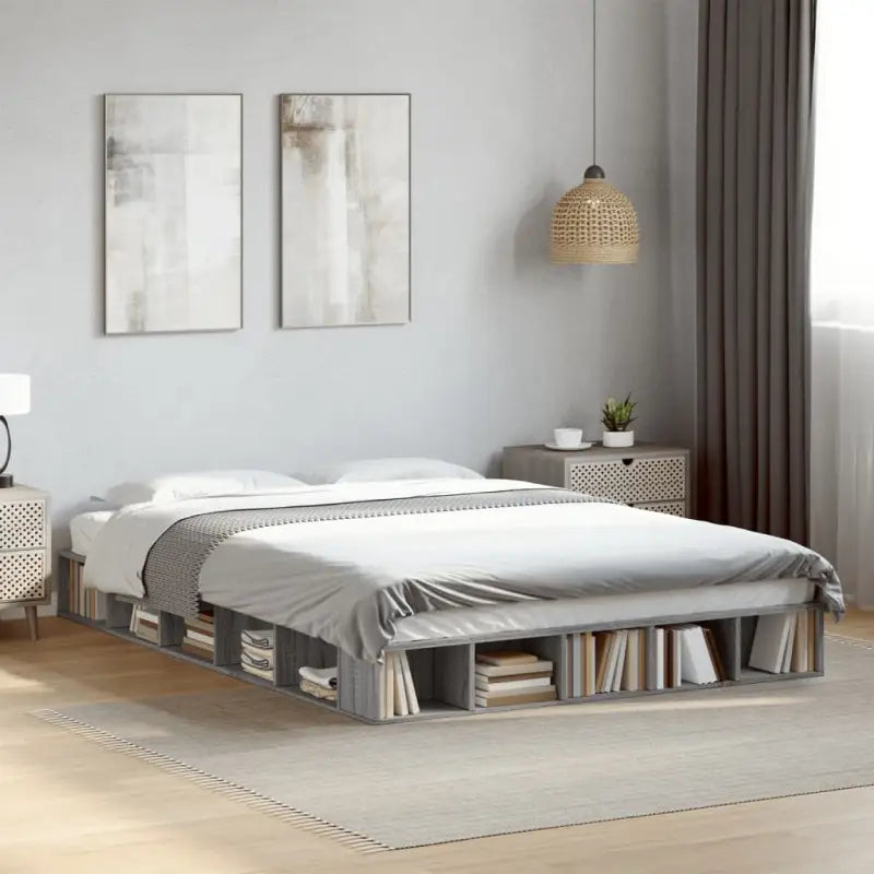 Duurzaam bedframe van bewerkt hout voor een comfortabele slaapkamer - Grijs sonoma / 160 x 200 cm - Bedden & bedframes