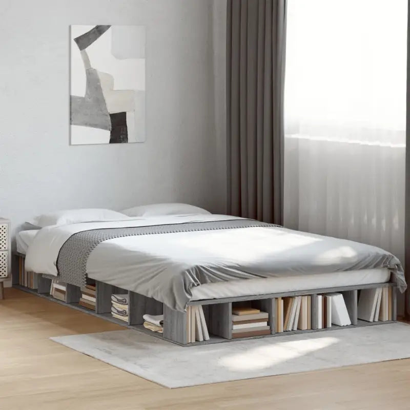 Duurzaam bedframe van bewerkt hout voor een comfortabele slaapkamer - Grijs sonoma / 140 x 190 cm - Bedden & bedframes