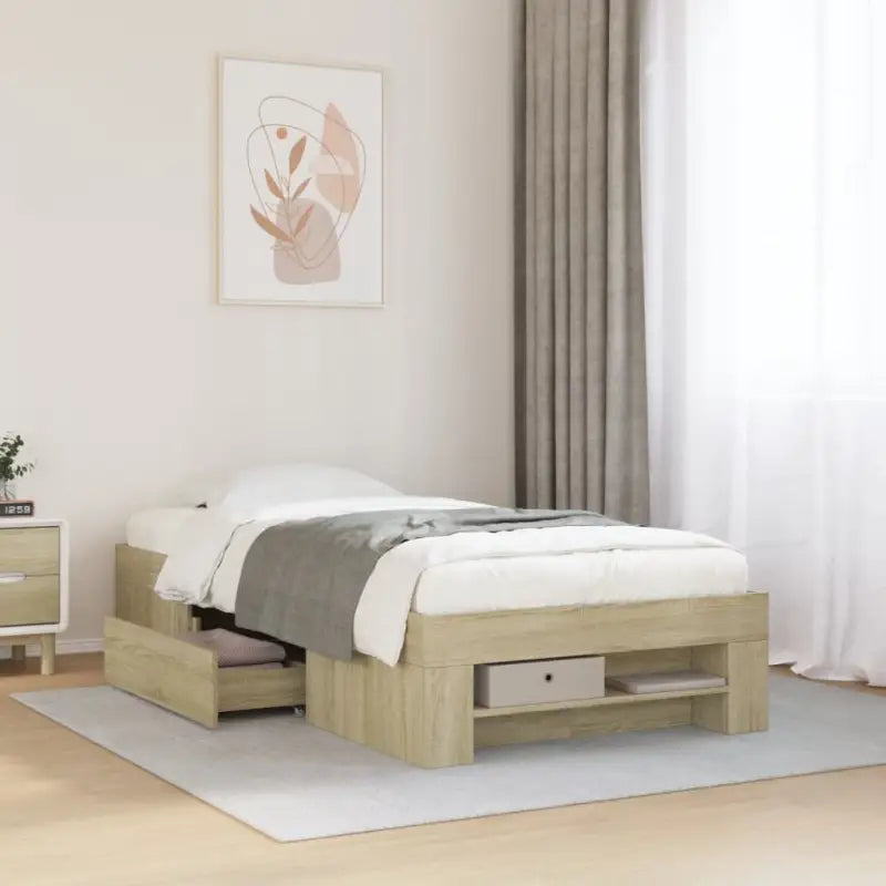 Duurzaam bedframe van bewerkt hout voor een goede nachtrust - Sonoma eiken / 90 x 200 cm - Bedden & bedframes