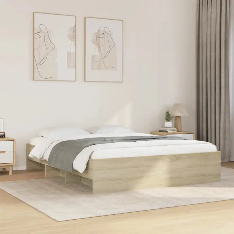 Duurzaam bedframe van bewerkt hout voor een goede nachtrust - Sonoma eiken / 160 x 200 cm - Bedden & bedframes