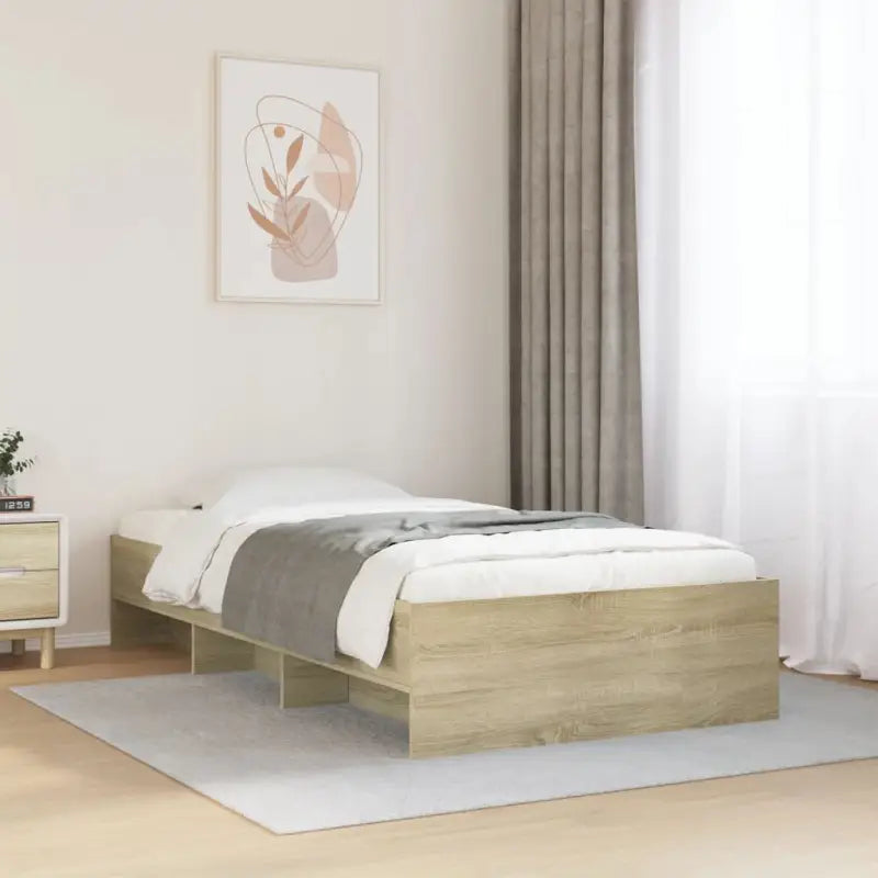 Duurzaam bedframe van bewerkt hout voor een goede nachtrust - Sonoma eiken / 75 x 190 cm - Bedden & bedframes