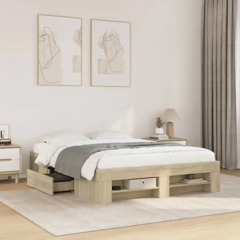 Duurzaam bedframe van bewerkt hout voor een goede nachtrust - Sonoma eiken / 120 x 190 cm - Bedden & bedframes