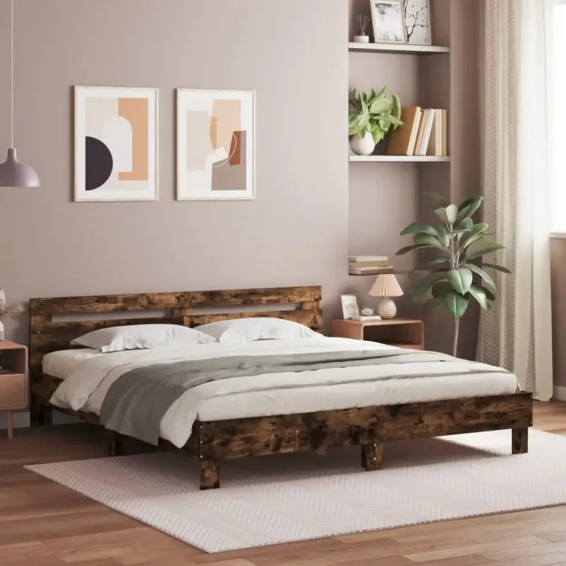 Duurzaam houten bedframe voor een goede nachtrust - Gerookt eiken / 180 x 200 cm - Bedden & bedframes
