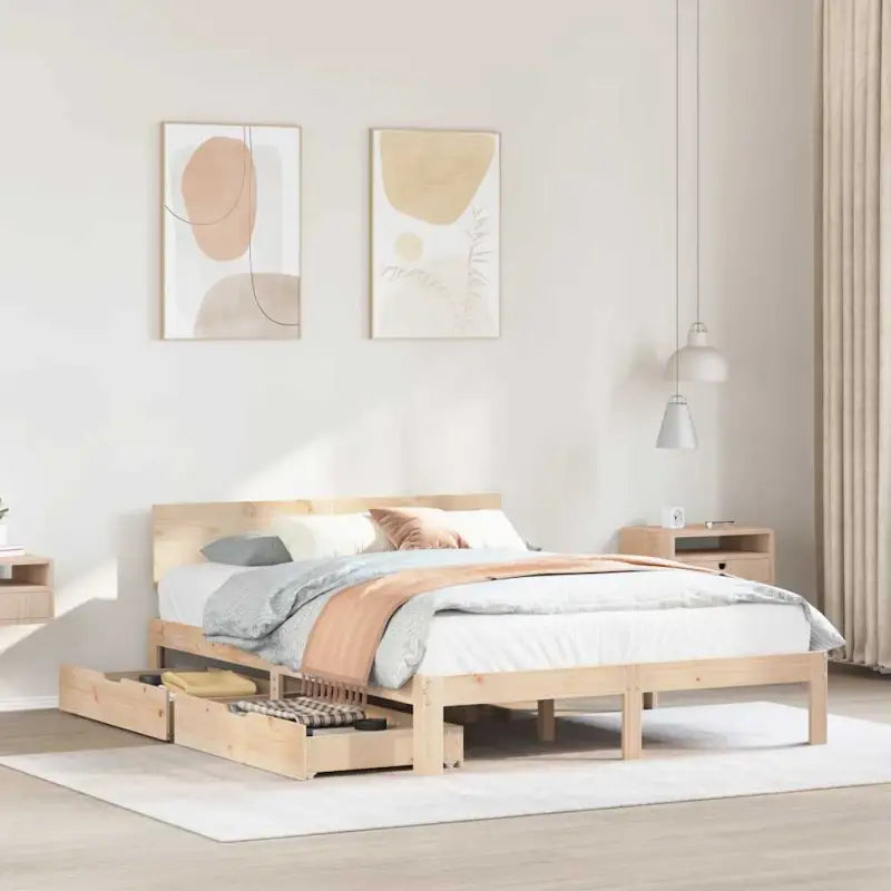 Duurzaam massief grenenhout bedframe voor een goede nachtrust - Naturel / 150 x 200 cm - Bedden & bedframes