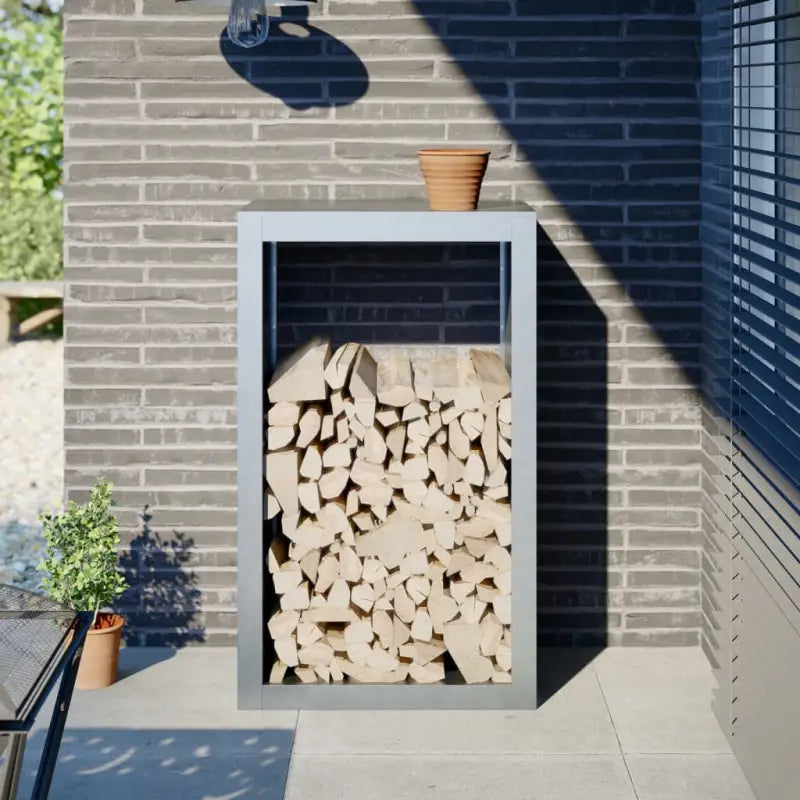 Duurzaam Stalen Brandhoutrek voor Nette Opslag - Gegalvaniseerd staal/Grijs / 60 x 40 x 100 cm - Brandhoutrekken