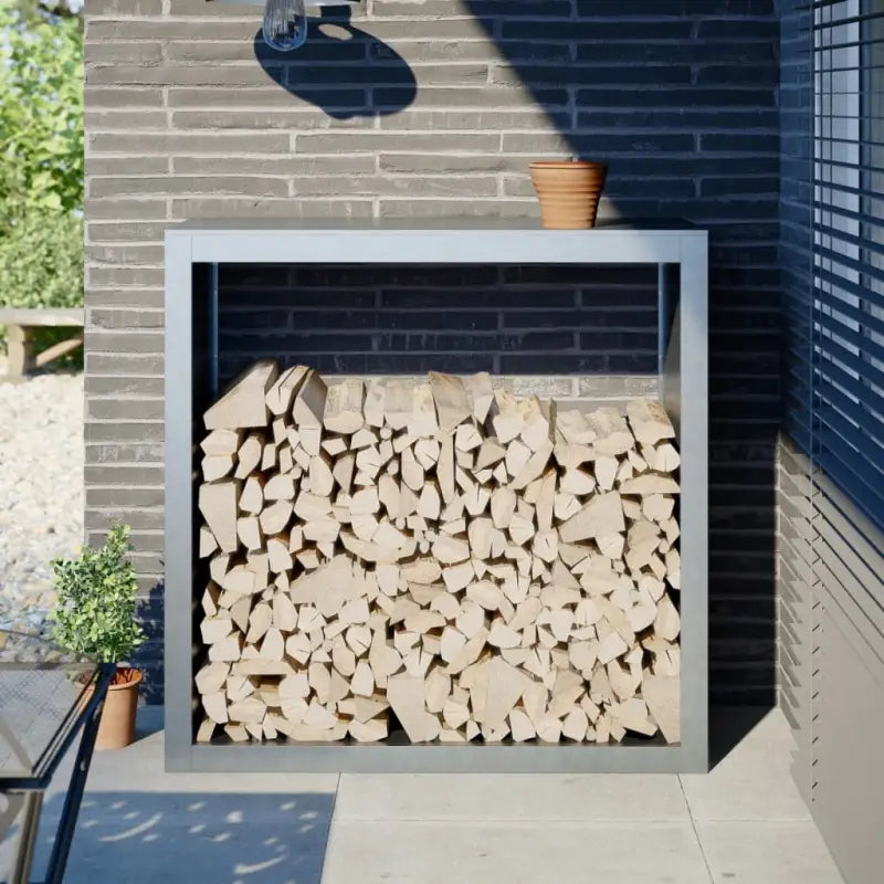 Duurzaam Stalen Brandhoutrek voor Nette Opslag - Gegalvaniseerd staal/Grijs / 100 x 40 x 100 cm - Brandhoutrekken