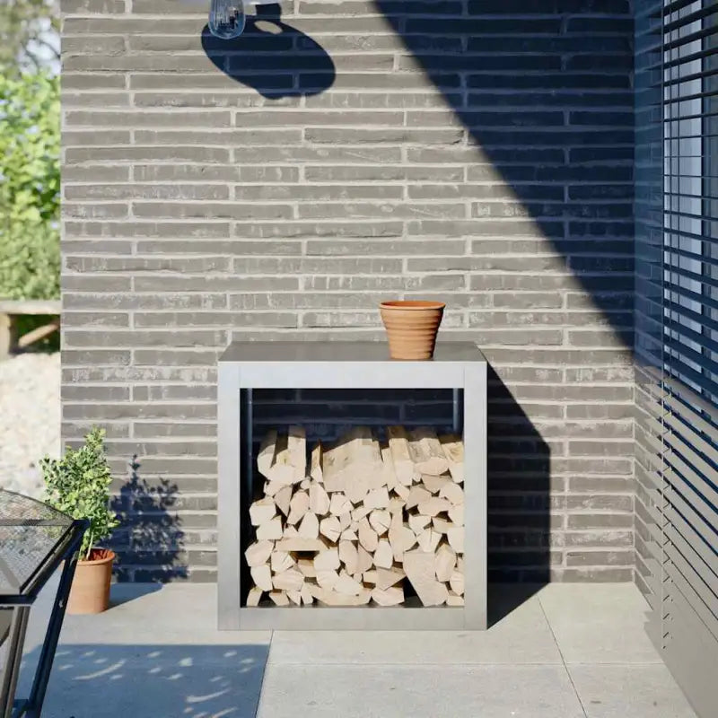 Duurzaam Stalen Brandhoutrek voor Nette Opslag - Gegalvaniseerd staal/Grijs / 60 x 40 x 60 cm - Brandhoutrekken