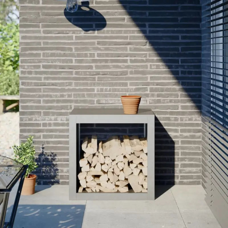 Duurzaam Stalen Brandhoutrek voor Nette Opslag - Roestvrij staal/Lichtgrijs / 60 x 40 x 60 cm - Brandhoutrekken