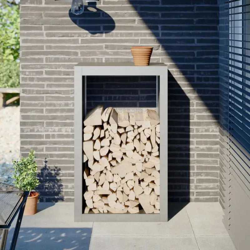 Duurzaam Stalen Brandhoutrek voor Nette Opslag - Roestvrij staal/Lichtgrijs / 60 x 40 x 100 cm - Brandhoutrekken