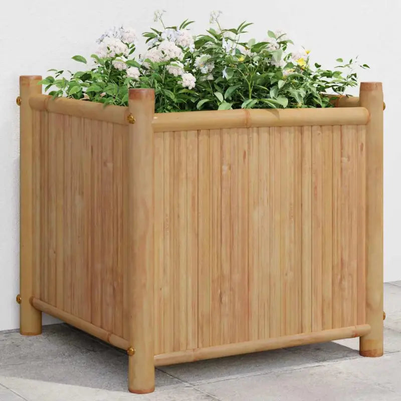 Duurzame bamboe plantenbak voor tuin balkon en terras - 40 x 40 x 40 cm / 1 - Bloempotten & plantenbakken
