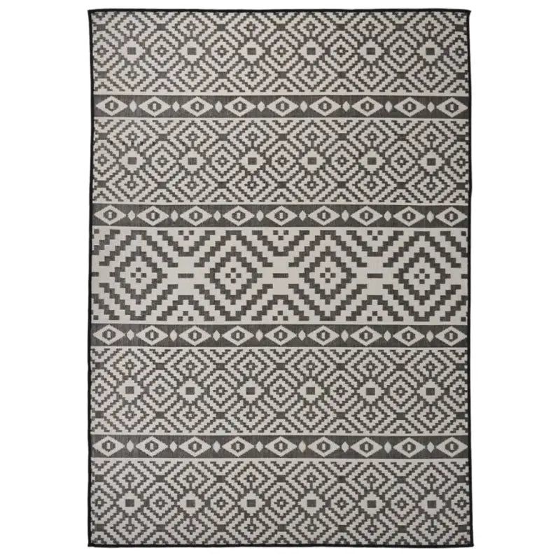 Duurzame buitenvloerkleden voor een beschermendemat in je tuin - Zwarte strepen / 120 x 170 cm - Vloerkleden