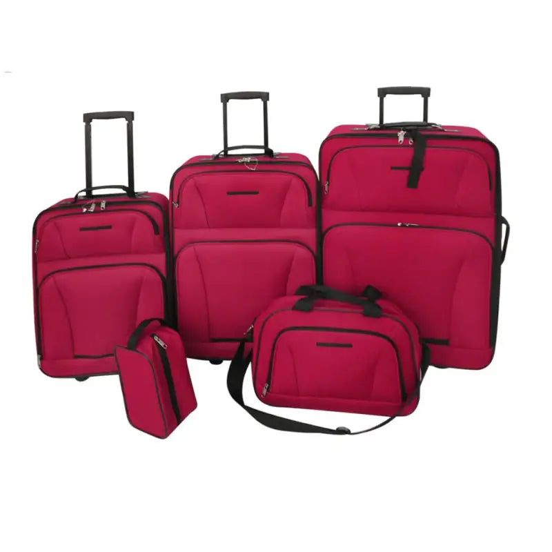 Duurzame koffer set met PVC coating voor lange en korte reizen - Rood / 5 - Koffers