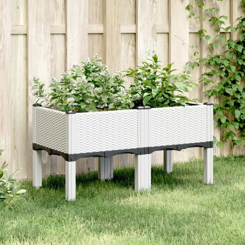 Duurzame plantenbak voor klimplanten in tuin of op terras - Wit / 80 x 40 x 42 cm / 1 - Bloempotten & plantenbakken