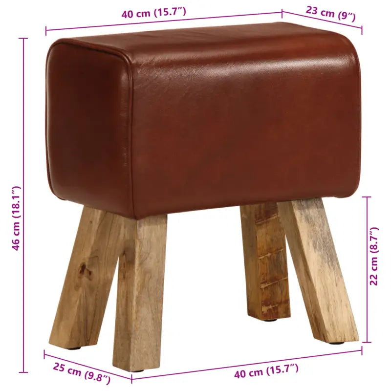 Echt leren eetbank met vintage uitstraling en massief mangohout - Keuken- & eettafelbanken