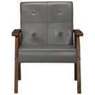 Echt leren fauteuil met knoopversiering voor een luxe uitstraling - Grijs / 1 / Ja - Fauteuils & Relaxfauteuils