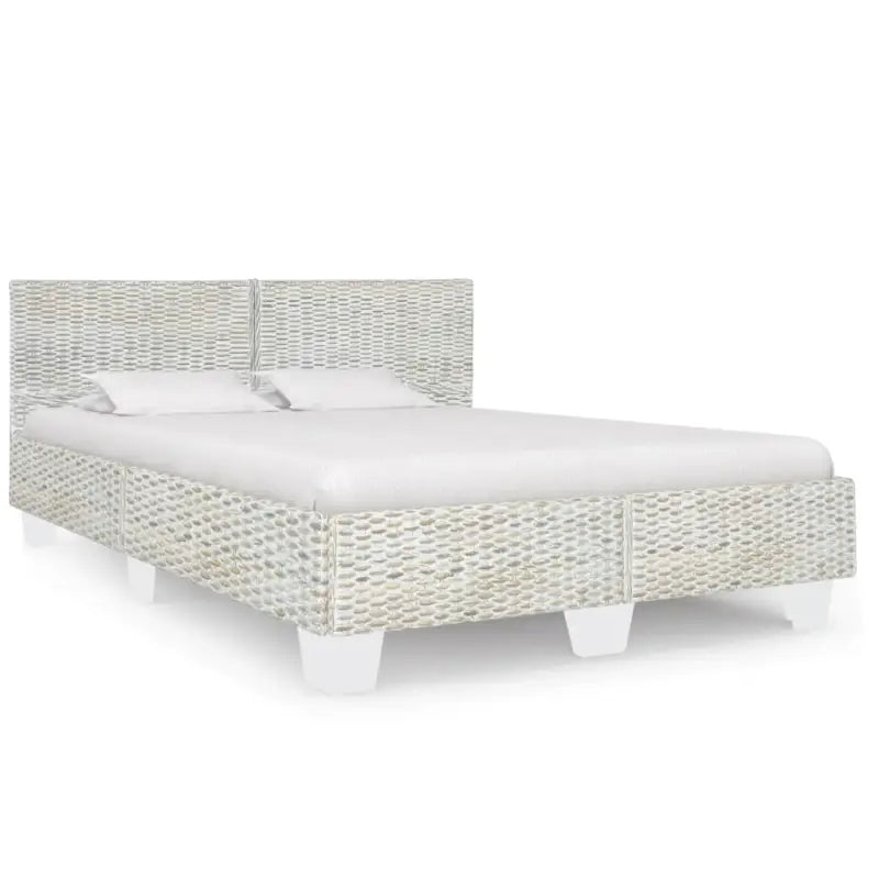 Echt rattan bedframe met geweven structuur voor een exotische look - Grijs / 140 x 200 cm - Bedden & bedframes