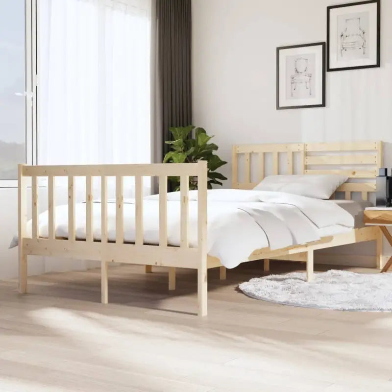 Eenvoudig bedframe van massief grenenhout voor een tijdloze slaapkamer uitstraling - Naturel / 120 x 200 cm - Bedden &