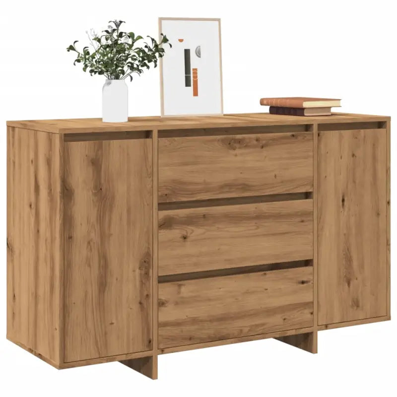 Eenvoudige Bezocht Bewerkt Hout Dressoir met Modern Design - artisanaal eikenkleurig / 1 - Dressoirs & buffetkasten