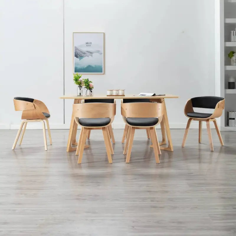 Eetkamerstoel met houten frame en levering bevat comfort en stijl - Zwart en lichtbruin / 6 - Eetkamerstoelen
