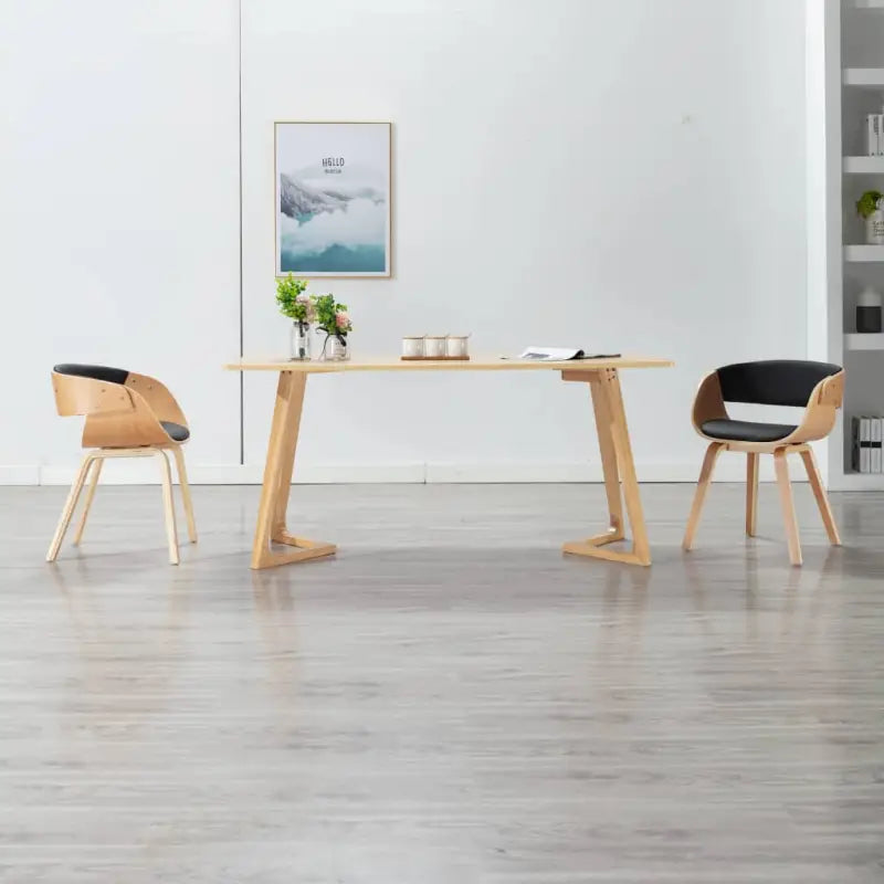 Eetkamerstoel met houten frame en levering bevat comfort en stijl - Zwart en lichtbruin / 2 - Eetkamerstoelen