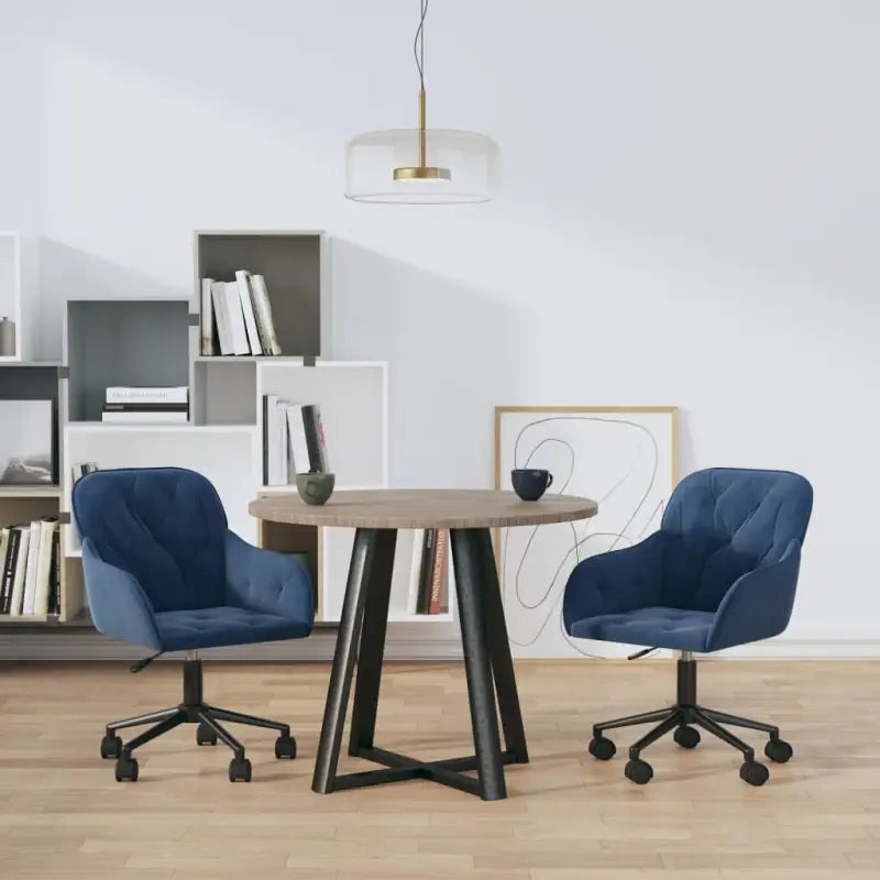 Eetkamerstoelen met comfort en hoogte armleuning in zacht fluweel - Blauw / 2 - Eetkamerstoelen