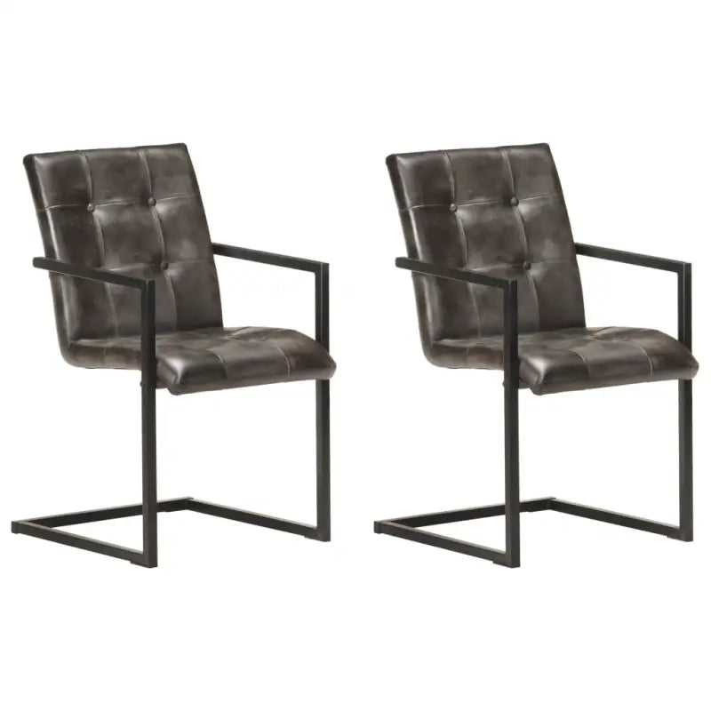 Eetkamerstoelen met echt leren zitting en stalen frame inclusief levering - Grijs / 2 / Patroon 3 - Eetkamerstoelen