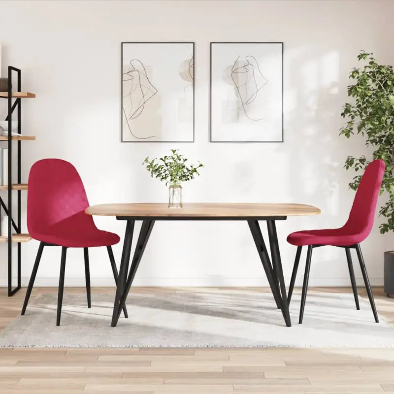 Eetkamerstoelen met een minimalistische en elegante uitstraling - Wijnrood / 2 - Eetkamerstoelen
