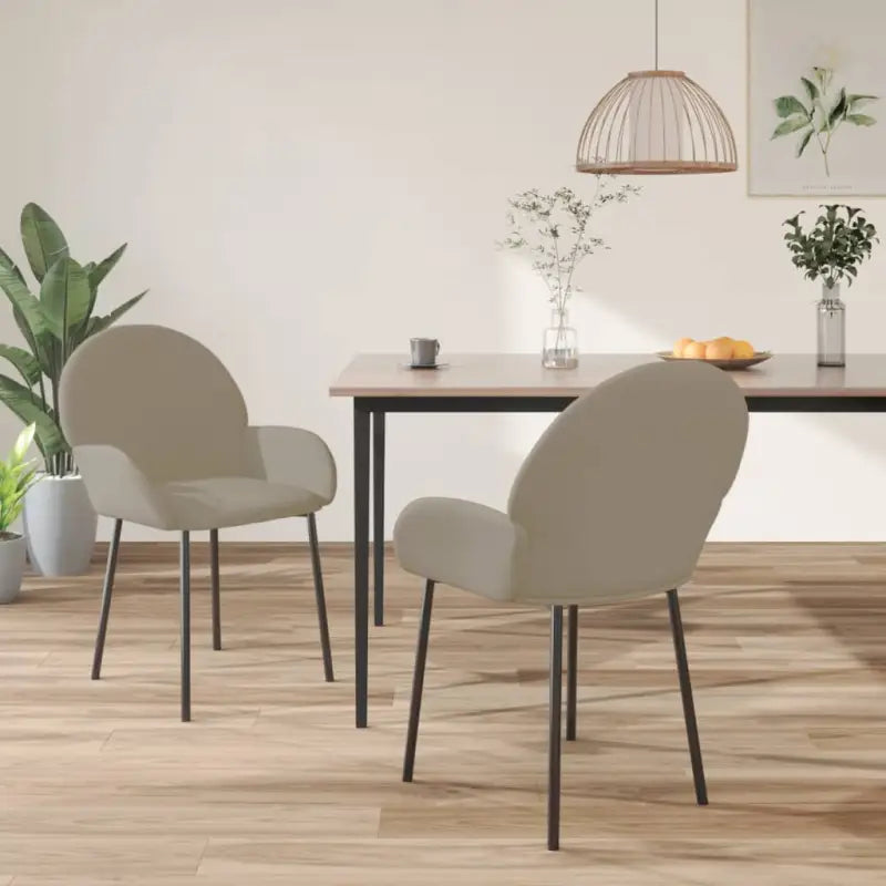 Eetkamerstoelen met hoogte armleuning en luxe fluweel design - Lichtgrijs / 2 - Eetkamerstoelen