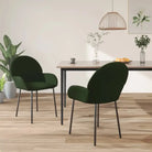 Eetkamerstoelen met hoogte armleuning en luxe fluweel design - Donkergroen / 2 - Eetkamerstoelen